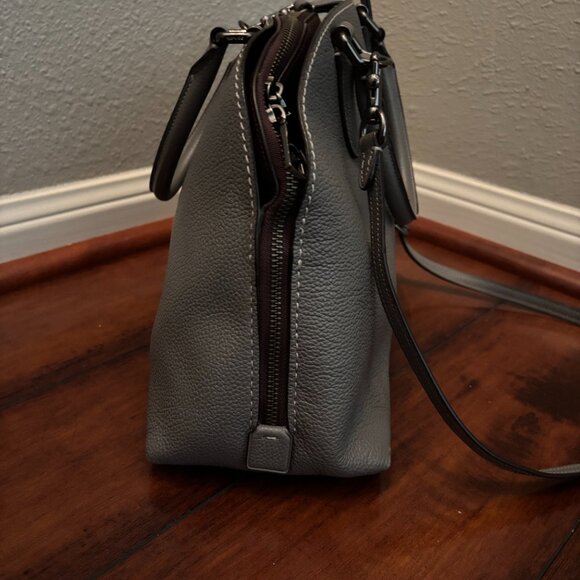 Coach Pebbled Leather Quinn Satchel – Grey Structured Handbag - Picture 11 of 17